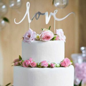 Bruidstaart cake topper love zilver