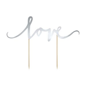 cake topper love zilver