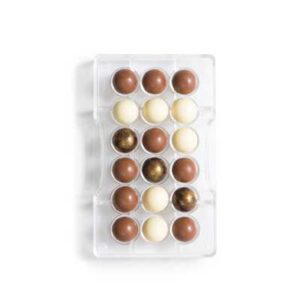 chocoladevorm met 18 vormpjes halve bolvorm van 25 mm