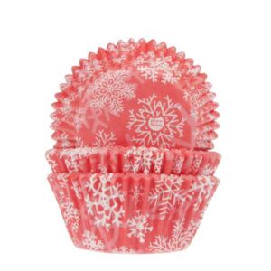 Cupcake papiertjes rood met sneeuwsterren House of Marie