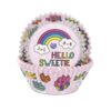 cupcake papiertjes met regenbogen, macaron en snoepjes afbeeldingen van het merk House of Marie