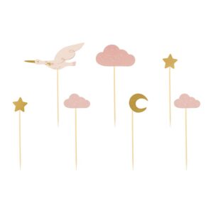 ooievaar, wolken, ster en halve maan cupcake topper van het merk Partydeco