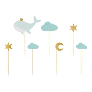 walvis, sterren, wolken en maan cupcake toppers van het merk Partydeco
