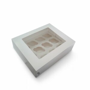 afbeelding van wit doosje voor 12 mini cupcakes
